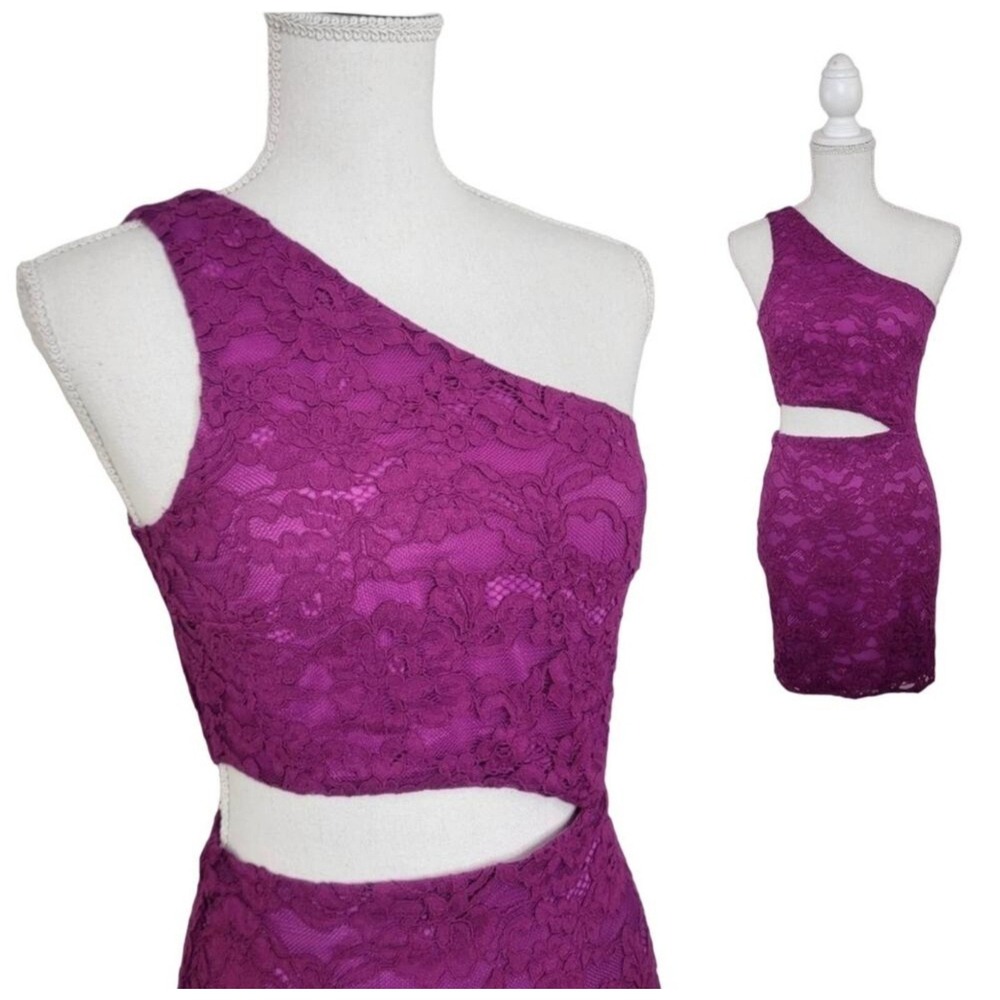 NWT Revolve NBD X NAVEN Pink Lace Cutout Cocktail Dress One Shoulder Size Small